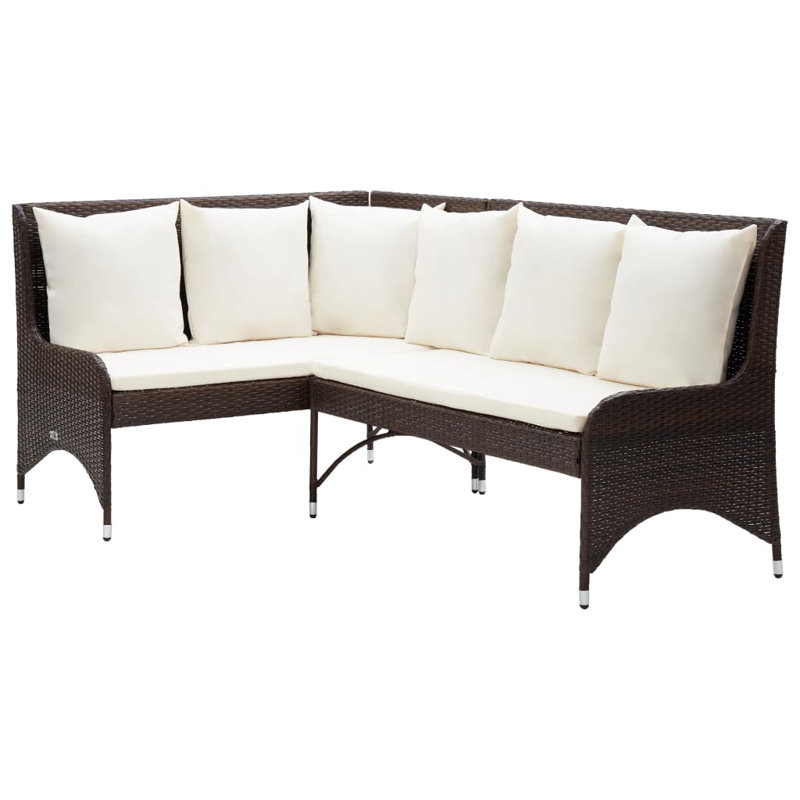 2 Piece Sectional Seating Group with Cushions, Brown, White