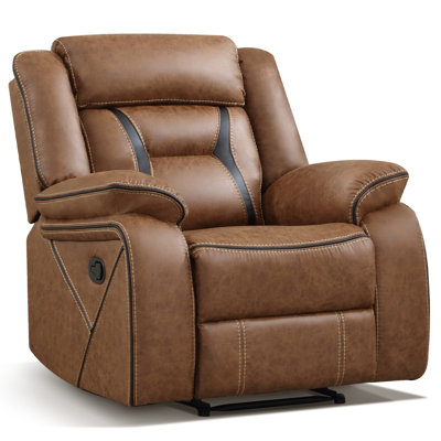 Ethelwyn 36.6'' Wide Modern Breathable Leather Manual Recliner with Overstuffed Arm and Back (Set of 2)