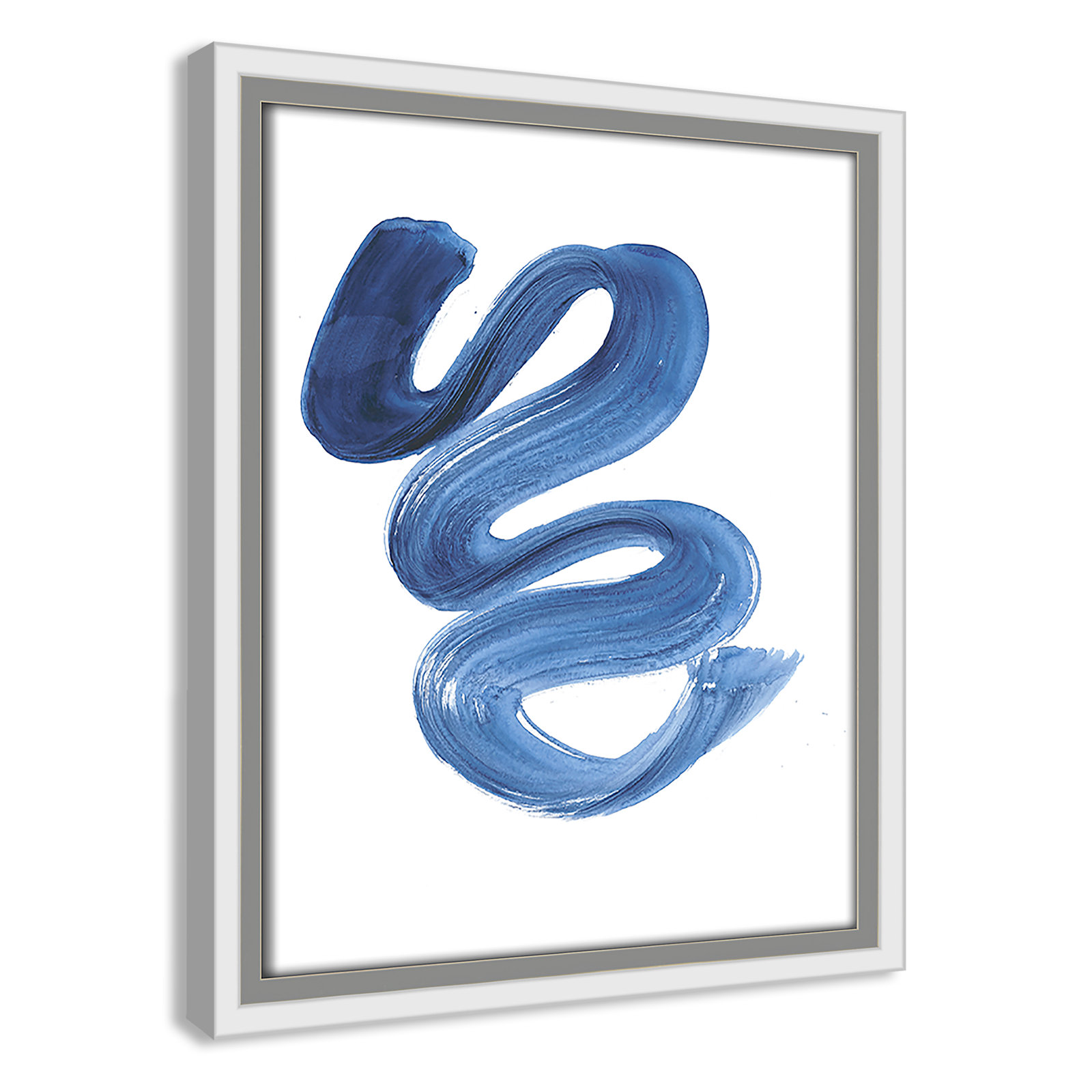 Slinky Indigo II by Filippo Ioco  - Painting Print, White Framed Canvas, 11.5" H x 9.5" W x 2" D