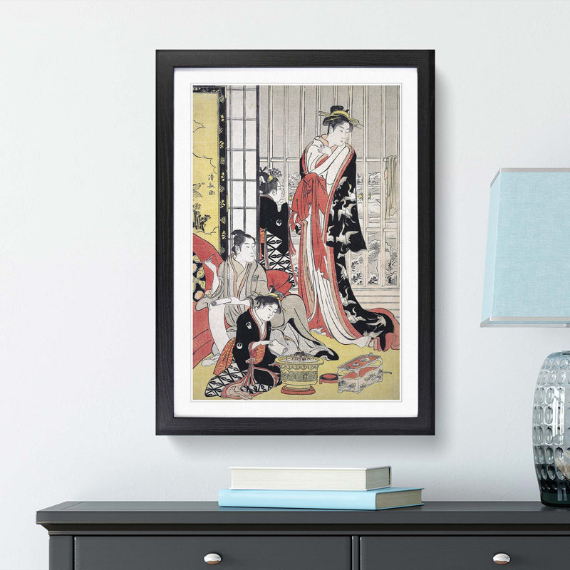 Interior of a Home by Torii Kiyonaga - Framed Print, 48cm H x 36cm W x 2cm D, Black Framed