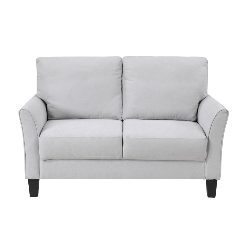 Causeuse Xumo, 56 po, pieds en bois effilés noirs, Gris clair
