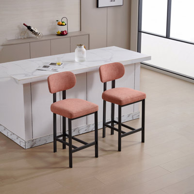 Ensemble de 2 chaises de salle à manger, tabourets de bar, tabourets de bar modernes à hauteur de comptoir en tissu, chaises d'îlot de cuisine avec pieds en métal