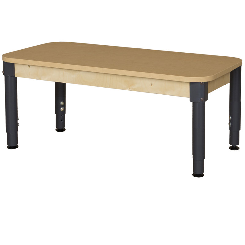Natural Unfinished Wood Adjustable Rectangle Activity Table