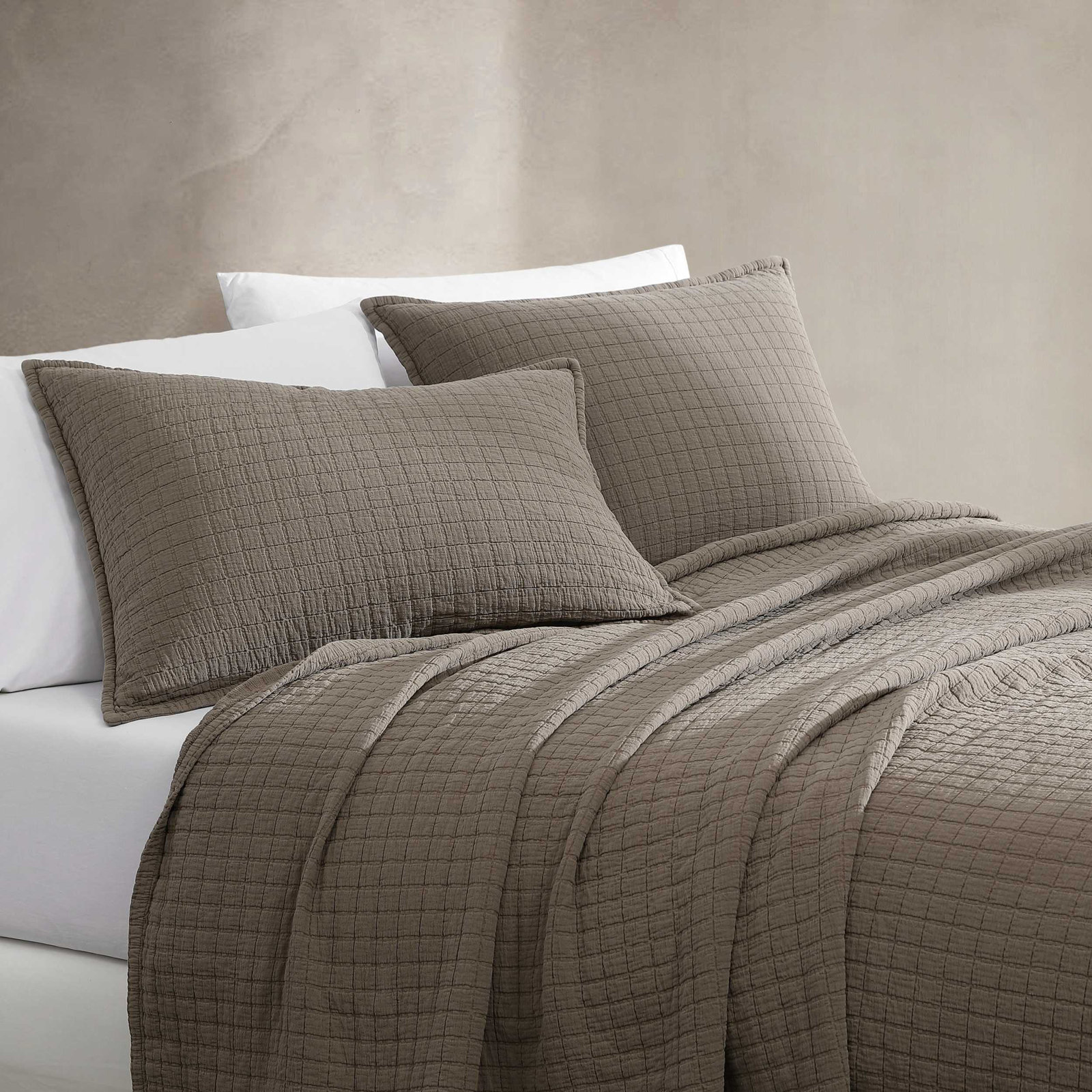 Calvin Klein Essential Garment Washed Solid Cotton Sham Set, King, Plum