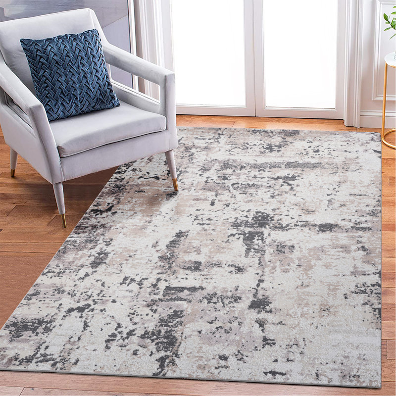 6X9 Cream / Brown / Abstract Area Rug