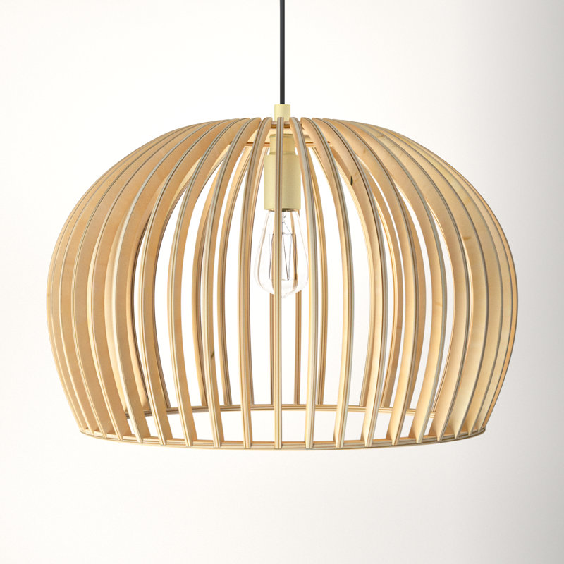 Paz Single Light Wood Dimmable Pendant, Natural