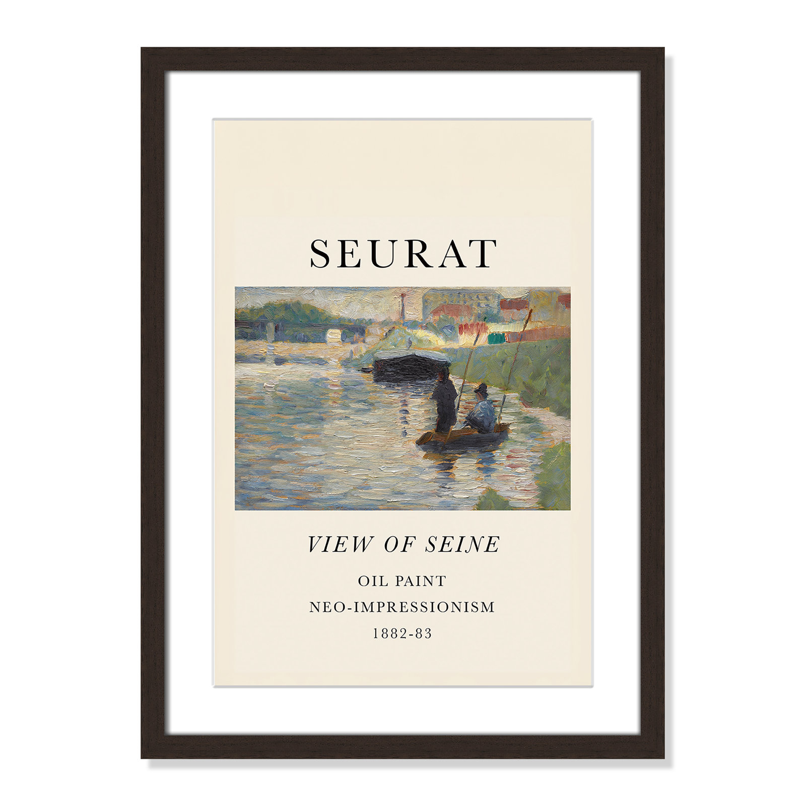 View Of Seine by Georges Seurat, Yes, 23" H x 17" W x 1.25" D, Walnut Single Picture Frame