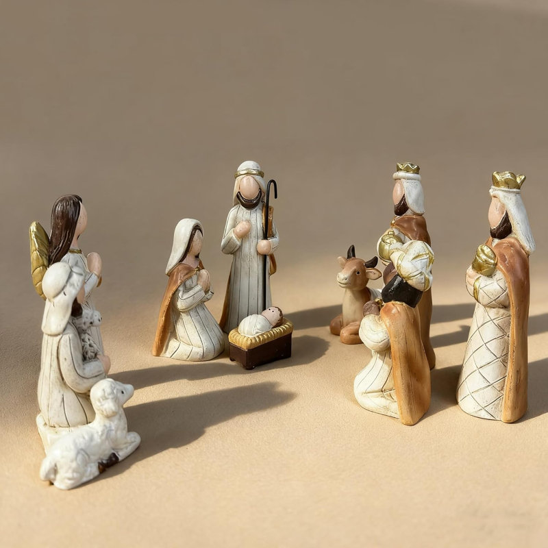 Elegant 14-Piece Light-Up Christmas Nativity Scene Set