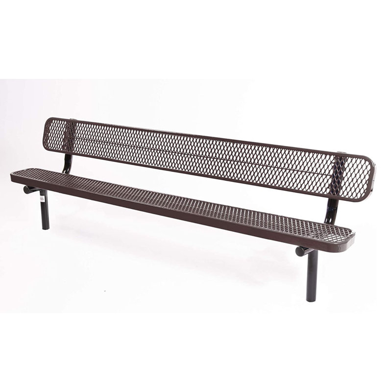 Banc en bois texturé veiné or, extensible, 2,44 m, avec dossier, à encastrer, 8ft With-Back Inground, Expanded