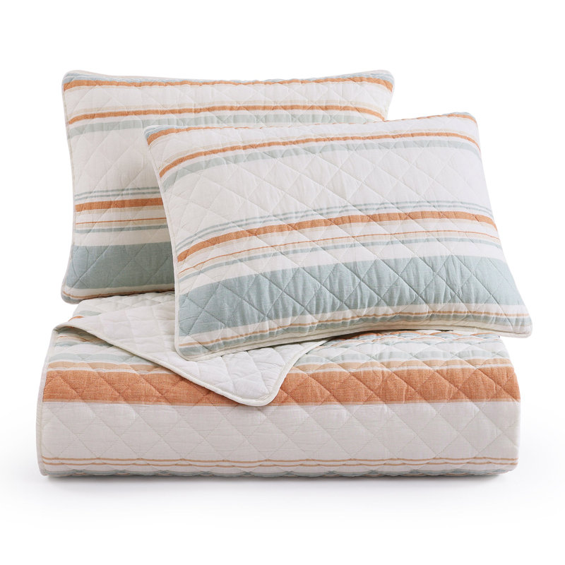 Ensemble de courtepointe Mystic Stripe, Orange, Courtepointe très grand et 2 très grandes taies 