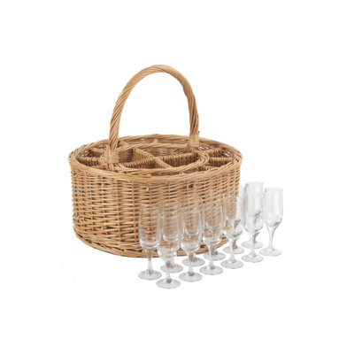 Wicker Garden Party Drinks Carrier Basket