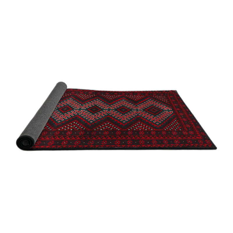 Tapis rouge/brun/beige traditionnel Girault, Rond 8 pi
