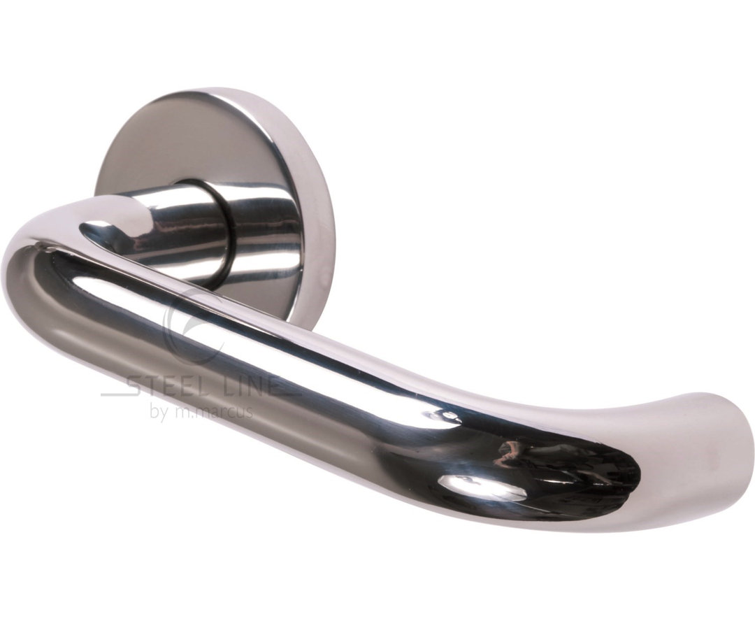 Heritage Brass Steel Line Door Handle Lever Latch on Round Rose Tubular Design