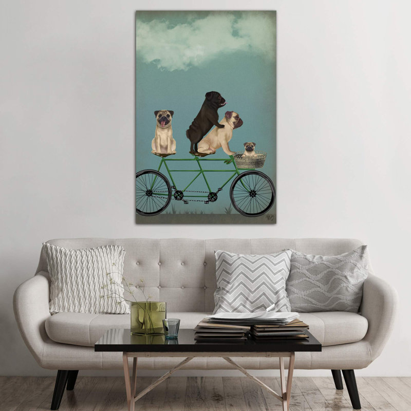 Pug Tandem by Pug Tandem - Print on Canvas, No Frame, 30.48 cm H x 45.72 cm W