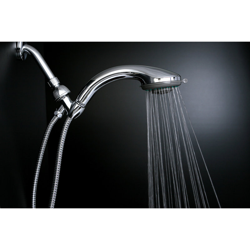Ensemble de douche à main 5 fonctions en laiton Kingston avec boyau en acier inoxydable Kingston, Chrome