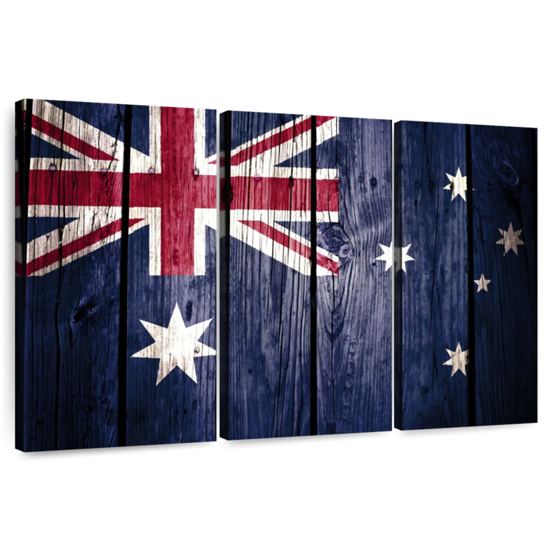 Borges Australian Flag Wood Style, 42" H x 65" W