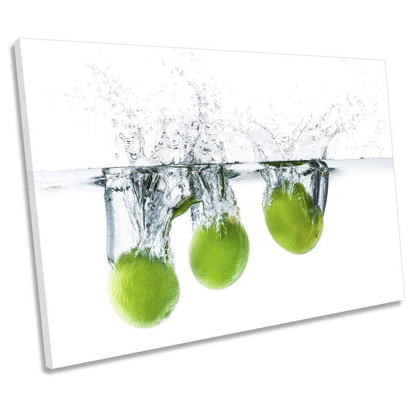 Green Lime Water Splash - Wrapped Canvas Print, 30.5cm H x 45.7cm W x 2cm D