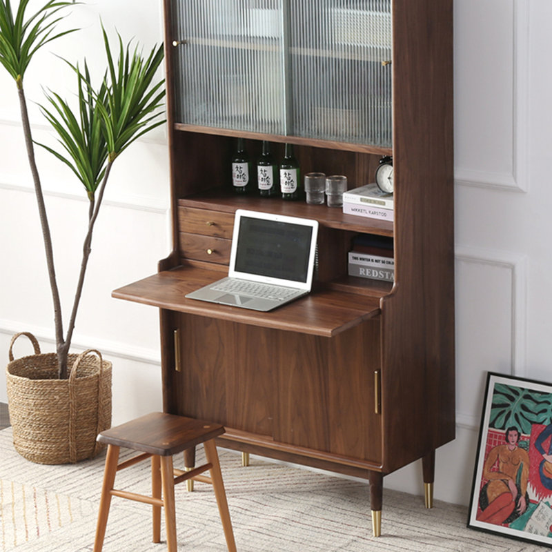 Black walnut unique design bookcase