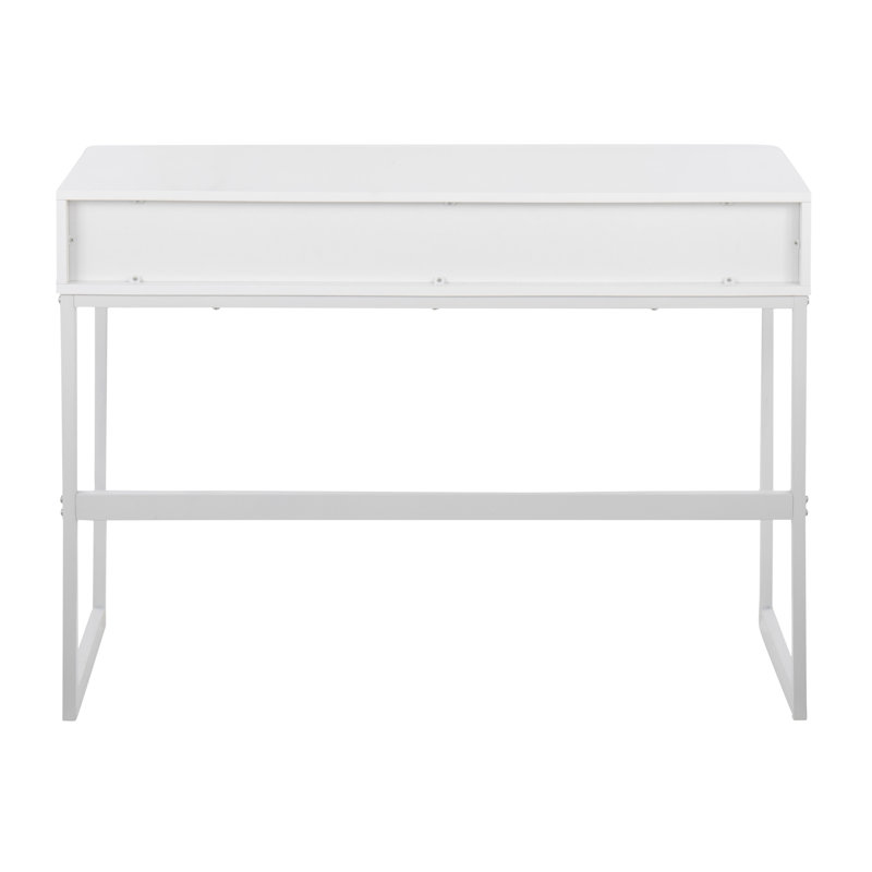 Console contemporaine en métal blanc et bois blanc