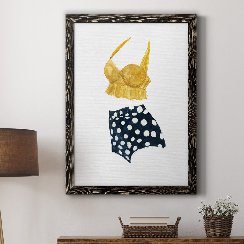 Rétro maillots de bain IV - Peinture sur toile encadrée, H 20 po x l 17 po x P 1,5 po, Noir
