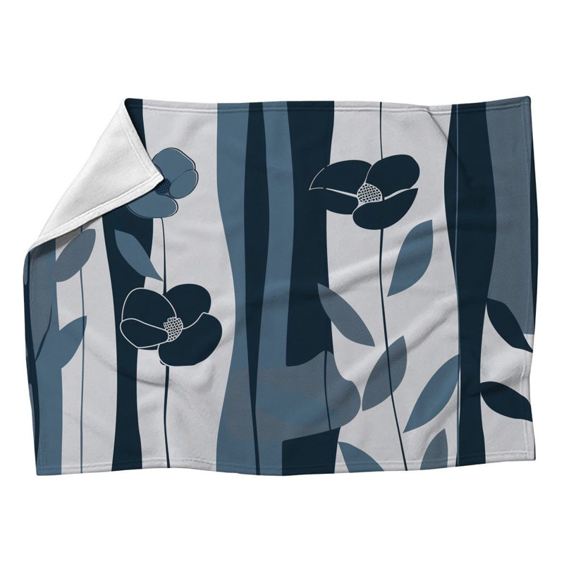 Jeté en molleton à motif floral, L 50 po x L 60 po