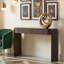 Élégante console ovale avec détails cannelés et tiroirs de rangement pour le hall d'entrée-1497684064