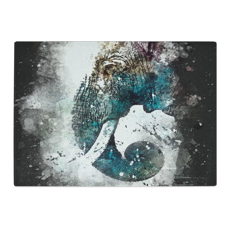 Tempered Glass Elephant Profile Chopping Board, 28.5 cm x 39 cm
