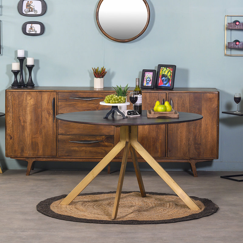 Steyning  Carter Wooden Iron Dining Table 60", 30" H x 48" L x 48" D 
