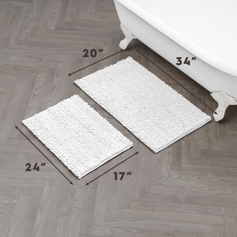 Tapis de bain antidérapant 2 pièces Laura Ashley, Blanc