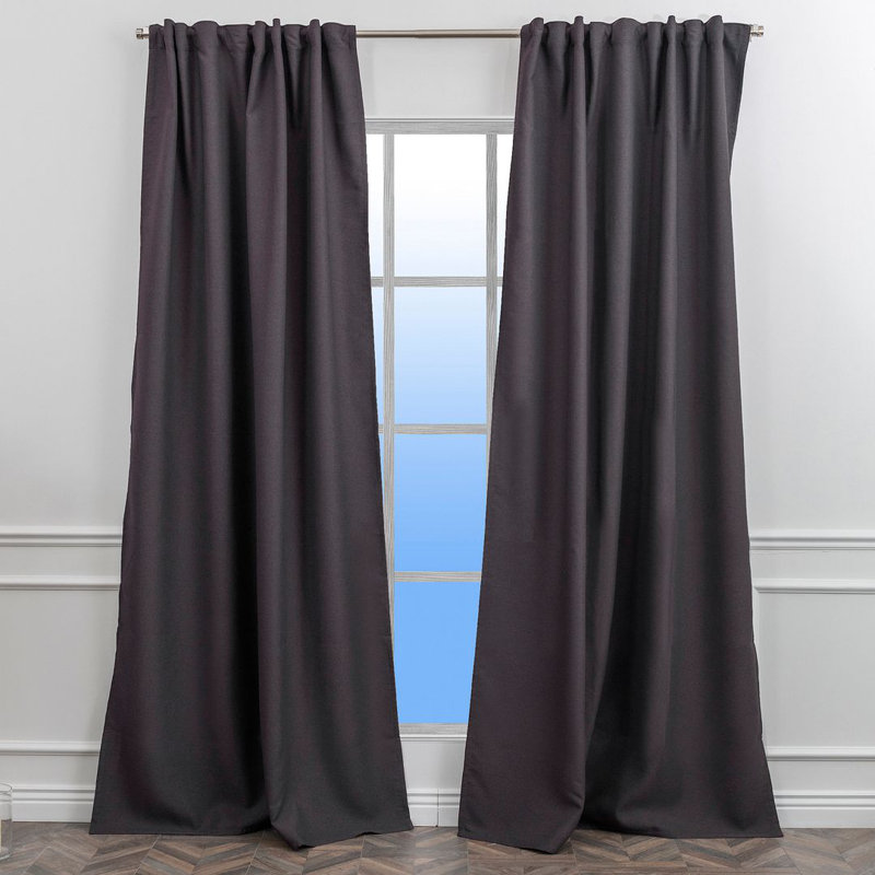 LAXTON Room Darkening Extra Long & Extra Wide Decorative Curtain, Charcoal, 52" W x 180" L