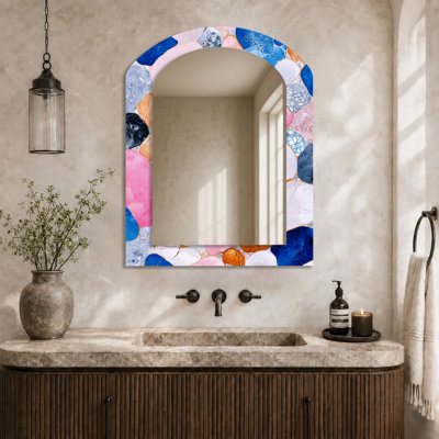 Miroir mural Contemporary Arch - Echo de pierre rose et bleu