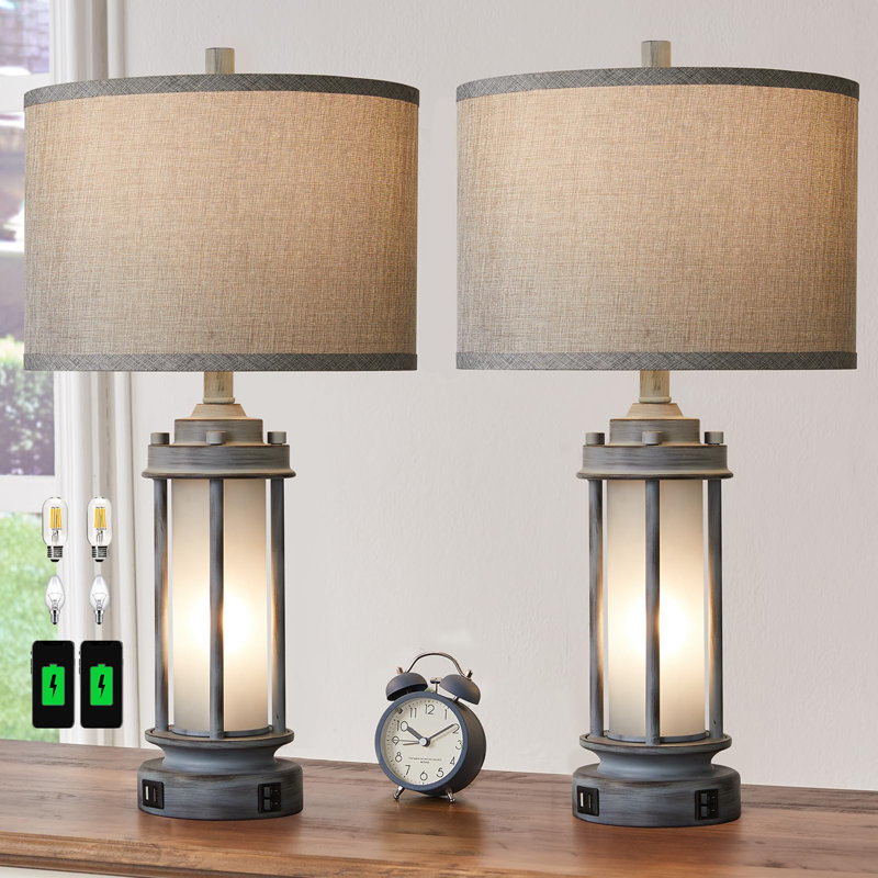 Ensemble de 2 lampes de table pour le salon, Gris