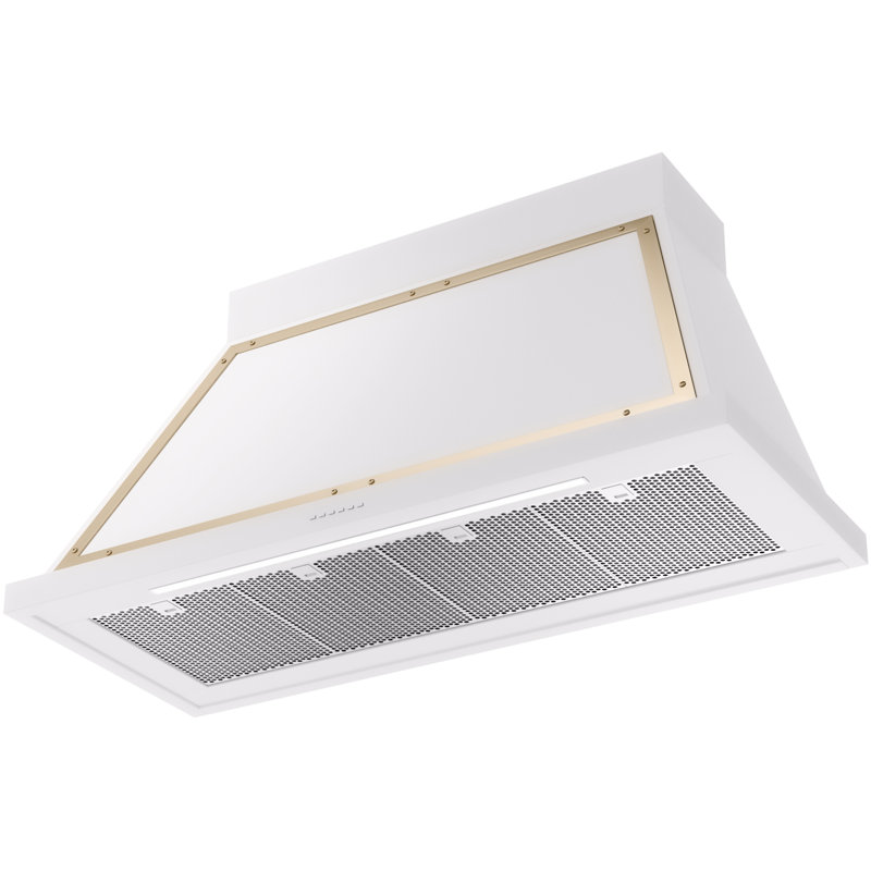 ILVE Nostalgie II Series Noblesse 48 inch Wall Mount Range Hood with 600 CFM, White/Brass