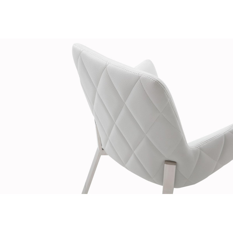 Chaise rembourrée Boaman, Blanc, Argent argent