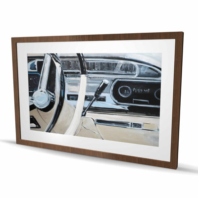 1950s Car Dashboard Print - Black Transportation Home Decor