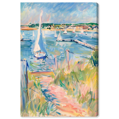Voile à l'extérieur de la toile, art mural côtier vibrant par Art Remedy