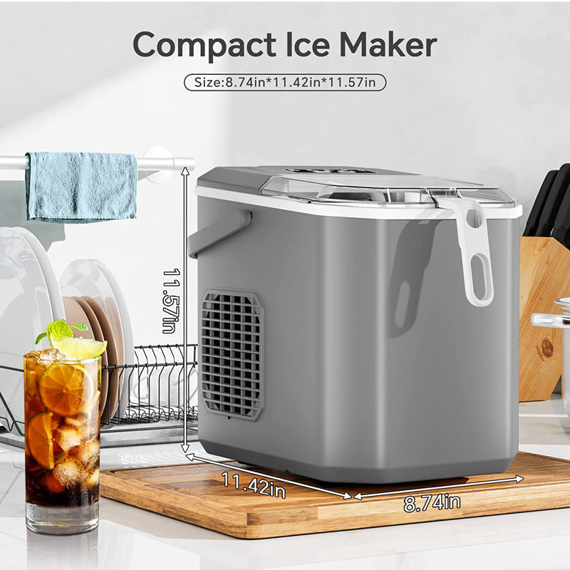 COWSAR 26 Lb. lb. Daily Production Bullet Ice Countertop Ice Maker,9 Ice Cubes Ready in 6 Mins,2 Ice Cube Sizes Available,Automatic Cleaning