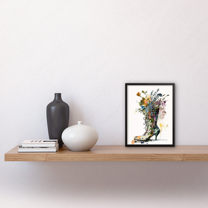 Lefkowski Spring Wildflower Bouquet In High Heel Floral Boot - Single Picture Frame Print