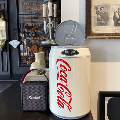 Retro Soda Can-Shaped Stainless Steel Automatic Sensor Trash Can, Novelty Motion-Activated Waste Bin for Kitchen, Bar & Living Room