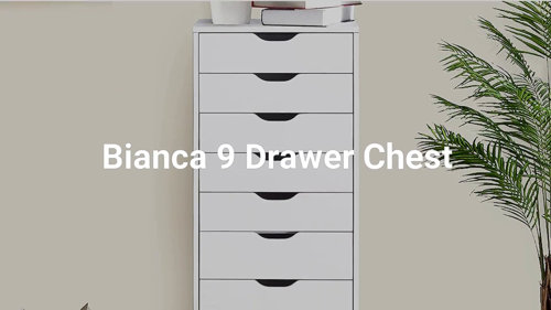 18.9 Wide, 9 Drawer Chest, Wood Storage Dresser Cabinet, Large Craft Storage Organizer Inbox Zero Color: White