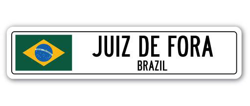 Plaque de rue en aluminium Juiz De Fora, drapeau du Brésil, H 8 po x l 36 po x P 1 po