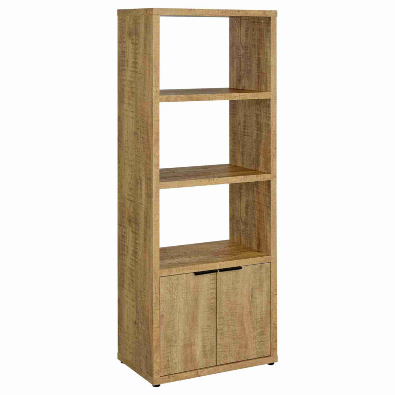 3-shelf Wooden Frame Bookcase with Two-door Cabinet