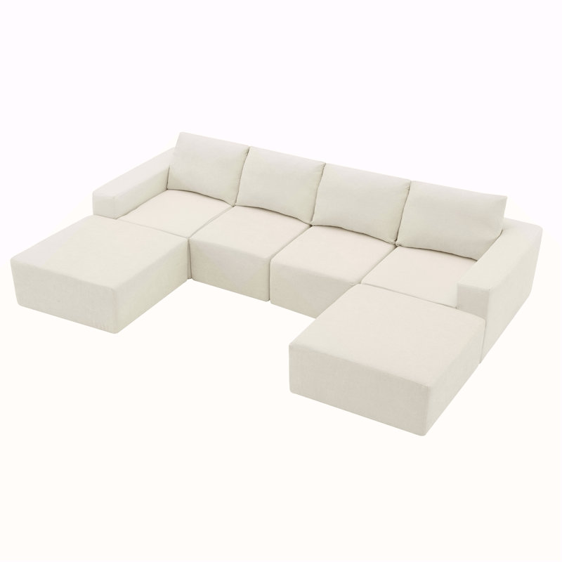 Canapé modulaire en forme de U 110 * 72 "avec repose-pieds, canapé de luxe en chenille nuage avec siège profond, aucun assemblage requis, canapé rembourré entièrement compressé pour le salon, la chambre à coucher, 3 couleurs