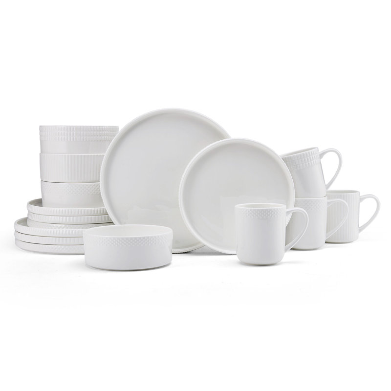 Mikasa Camilla 16-Piece Lightweight Chip-Resistant Bone China Dinnerware Set, Service for 4