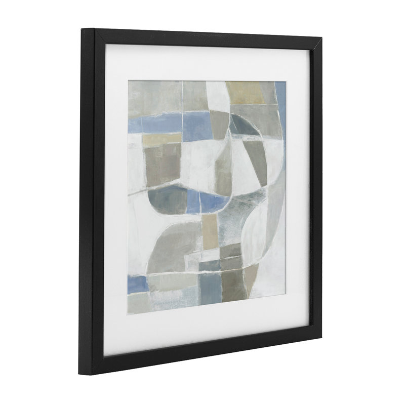 Impression sous verre Subtle Flow Geometrics, conception par Hannah Dawson, H 13 po x l 13 po, Cadre noir minuit