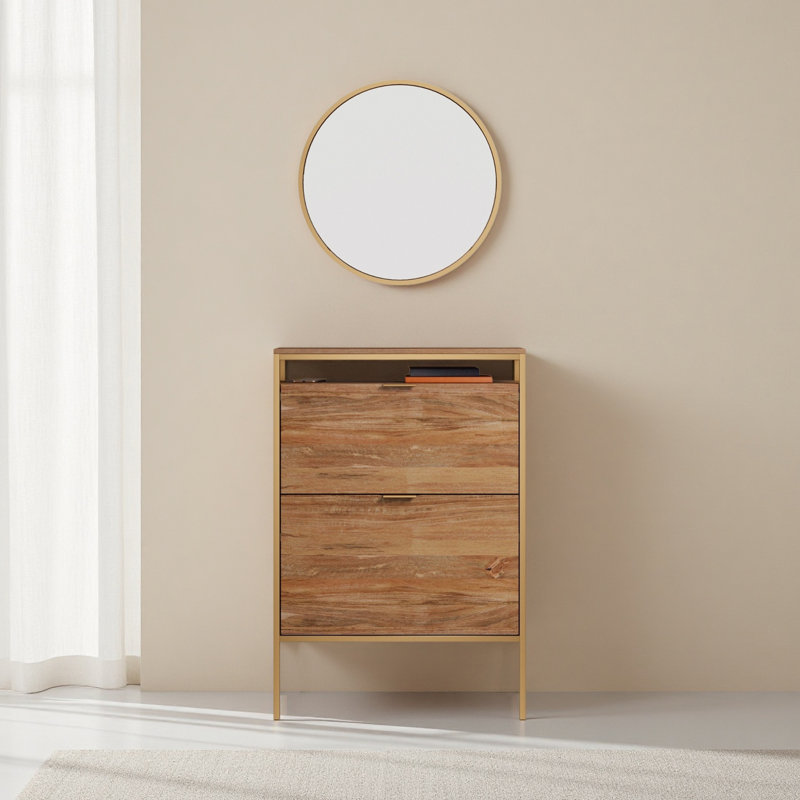 Wall-Mounted Shoe Cabinet With Mirror