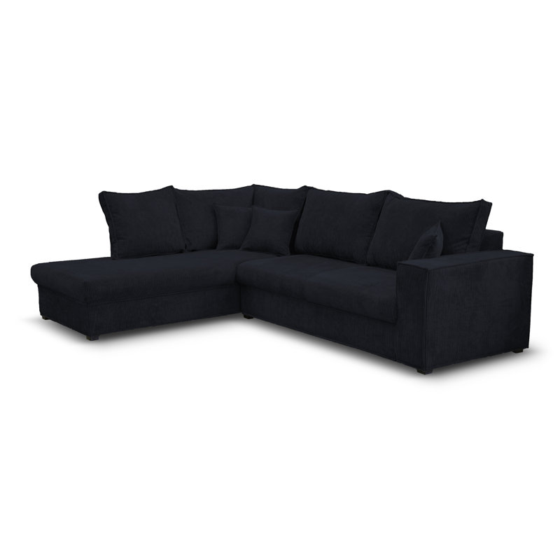 Alova 4 Seater Corner Sofa, Black, Left-hand corner sofa