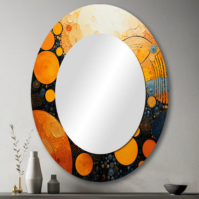 Fiery Fusion III - Miroir mural ovale jaune
