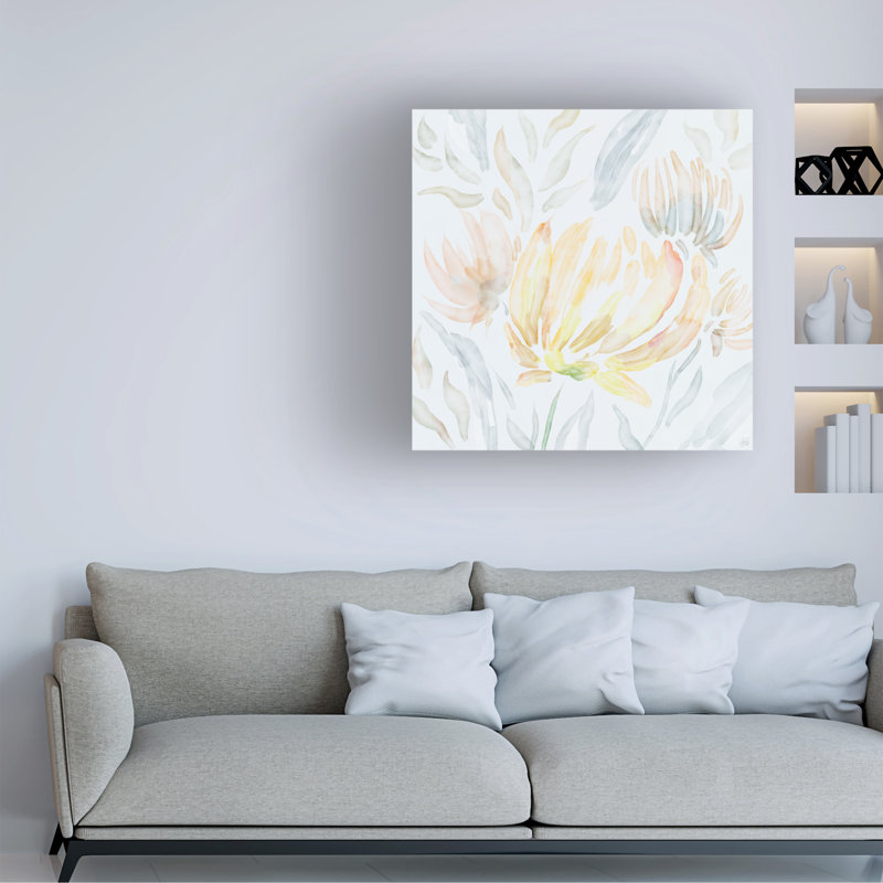 «Line and Brush Watery Florals», art sur toile, 18" H x 18" W