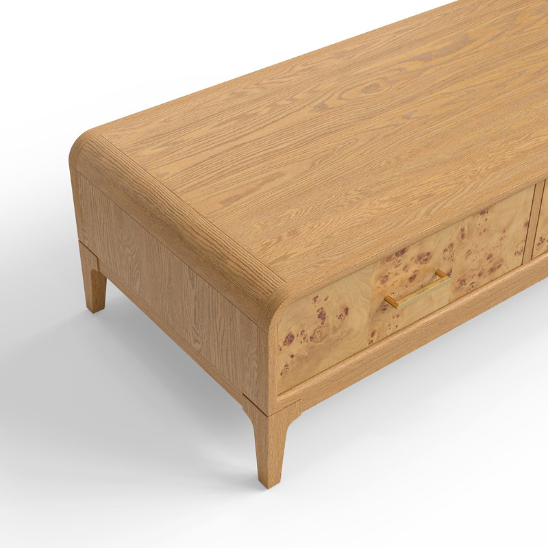 Table basse à 2 tiroirs Adden Mid-Century Modern, Chêne
